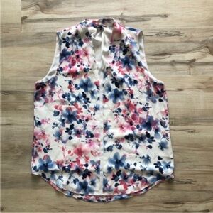 RW&CO. Floral Sleeveless Blouse - Pink and Blue